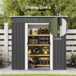 Asofer 6' x 4' FT Outdoor Storage Shed Metal Shed, with Sloping Roof and 2 Lockable Door, Dark Gray - Image 8