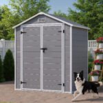 Asofer Outdoor Storage Shed with Floor, 6' x 4' Resin Storage Shed, Plastic Garden Shed, All-Weather Colorfast, Gray - Image 3