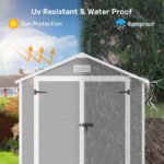 Asofer Outdoor Storage Shed with Floor, 6' x 4' Resin Storage Shed, Plastic Garden Shed, All-Weather Colorfast, Gray - Image 4
