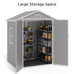 Asofer Outdoor Storage Shed with Floor, 6' x 4' Resin Storage Shed, Plastic Garden Shed, All-Weather Colorfast, Gray - Image 5