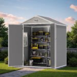 Asofer Outdoor Storage Shed with Floor, 6' x 4' Resin Storage Shed, Plastic Garden Shed, All-Weather Colorfast, Gray - Image 8