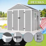 7.5x10.3FT Outdoor Shed, Extra Large Storage Shed Resin, Outside Storage for Garden Backyard, Double Doors, Double Windows, PP Splicing Floor, Heavy-duty Frame - Image 5