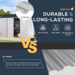 YODOLLA 14' x 12' Outdoor Storage Shed with Lockable Door Patio Metal Garden Storage Building in White for Garden, Outside& Backyard - Image 4