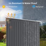 Asofer 8 x 6 FT Outdoor Storage Shed Clearance with Sliding Doors, Metal Garden Tool Shed for Yard, Patio, Gray - Image 4