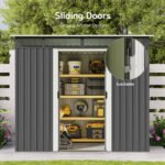 Asofer 8 x 6 FT Outdoor Storage Shed Clearance with Sliding Doors, Metal Garden Tool Shed for Yard, Patio, Gray - Image 6