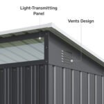 Asofer 8 x 6 FT Outdoor Storage Shed Clearance with Sliding Doors, Metal Garden Tool Shed for Yard, Patio, Gray - Image 8