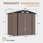 BaPiPro 6 x 4ft Metal Outdoor Storage Shed, Tool Shed with Lockable Door & Sloped Roof for Backyard & Patio, Brown - Image 2