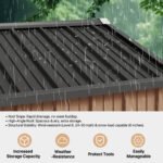 BaPiPro 6 x 4ft Metal Outdoor Storage Shed, Tool Shed with Lockable Door & Sloped Roof for Backyard & Patio, Brown - Image 4