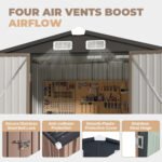 BaPiPro 6 x 4ft Metal Outdoor Storage Shed, Tool Shed with Lockable Door & Sloped Roof for Backyard & Patio, Brown - Image 5