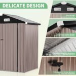 Bapipro 6' x 4' FT Outdoor Storage Shed, Outside Metal Tool Shed with Lockable Door for Tool, Garden, Bike, Brown - Image 3