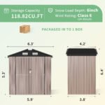 Bapipro 6' x 4' FT Outdoor Storage Shed, Outside Metal Tool Shed with Lockable Door for Tool, Garden, Bike, Brown - Image 7