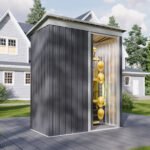 Bapipro 6' x 4' FT Outdoor Storage Shed, Outside Metal Tool Shed with Lockable Door for Tool, Garden, Bike, Brown - Image 8