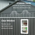 LZBEITEM 6x6 ft Metal Outdoor Storage Shed with Window, Lockable Tool Storage Shed, Steel Garden Sheds with Gable Roof for Backyard, Patio, Garage, Lawn, Black - Image 3
