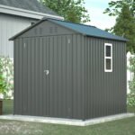 LZBEITEM 6x6 ft Metal Outdoor Storage Shed with Window, Lockable Tool Storage Shed, Steel Garden Sheds with Gable Roof for Backyard, Patio, Garage, Lawn, Black - Image 4