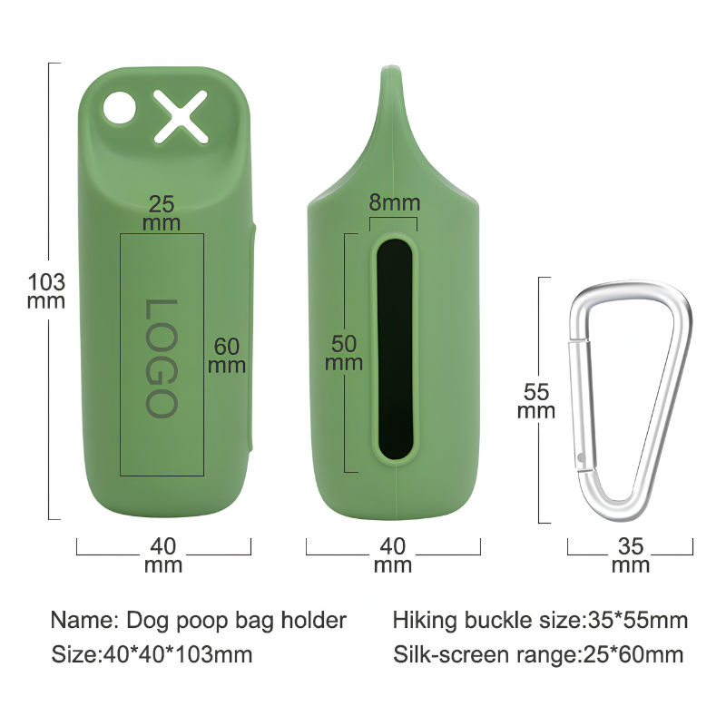 Silicone Pet Waste Bag Holder with Metal Clip - Image 4